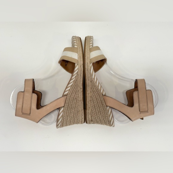 COACH Tan and white stripe HELEN rattan wedge espadrilles size 7. - Picture 6 of 10
